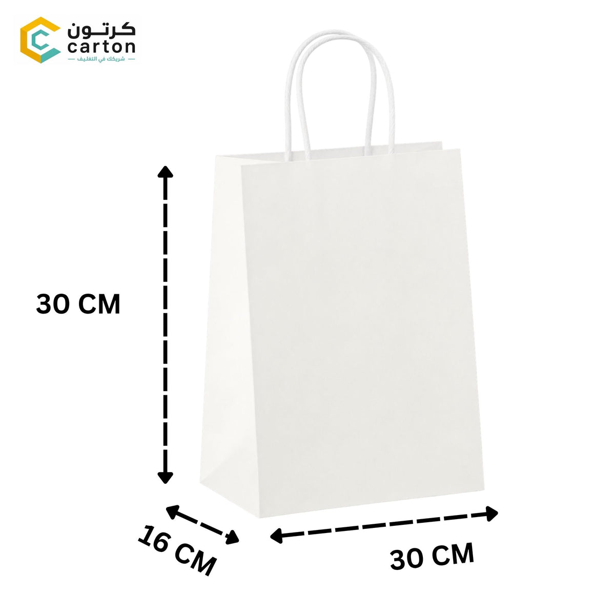 Durable White Retail Packaging Bags & Shopping Bag (30×16×30 cm)