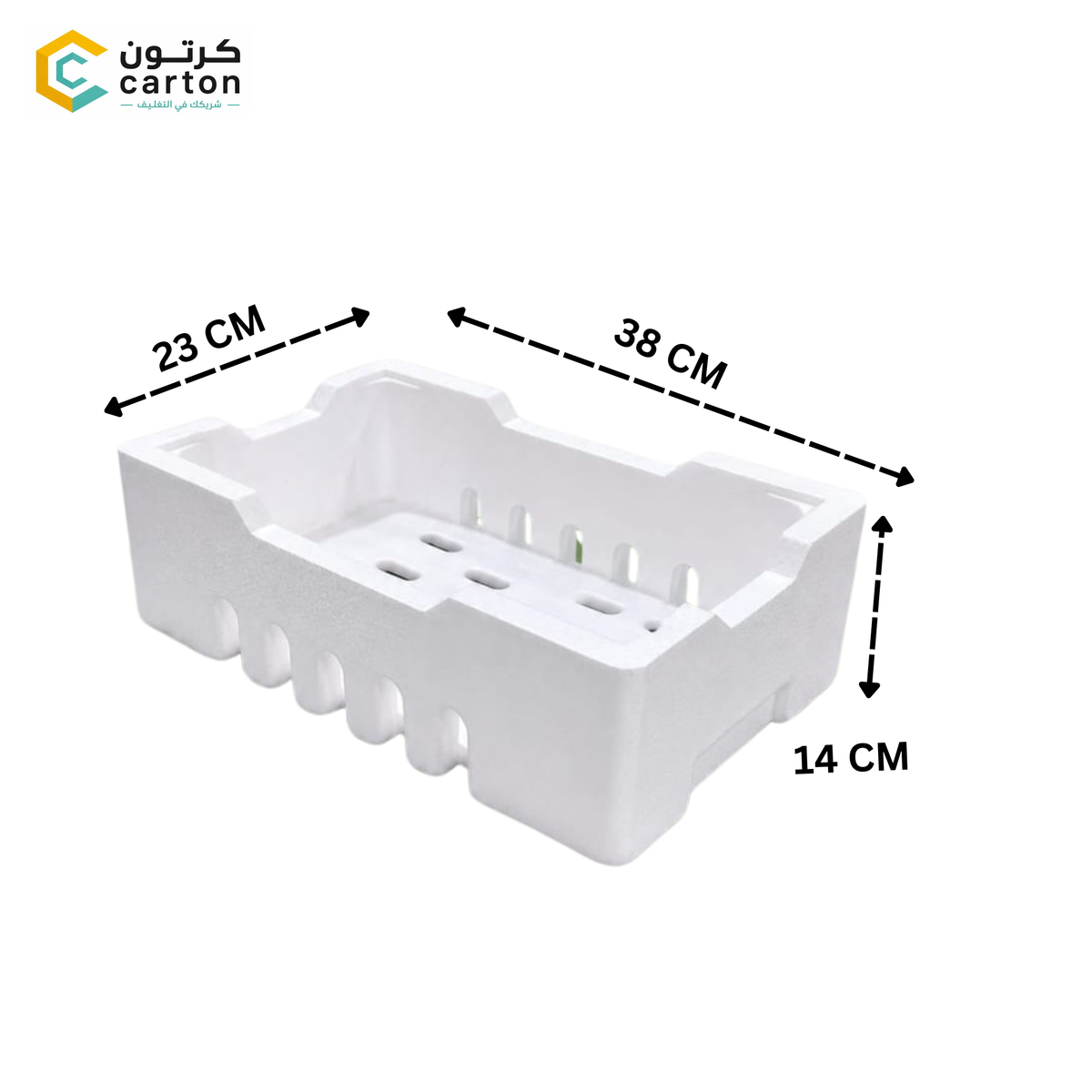 Stackable Ventilated EPS Styrofoam Produce Crate – Date & Vegetable Packaging Box 38 x 23 x 14 cm